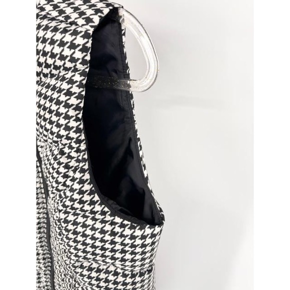 Lands End Quilted Houndstooth Puffer Vest Size Medium Black White Warm Outdoor - Picture 6 of 8